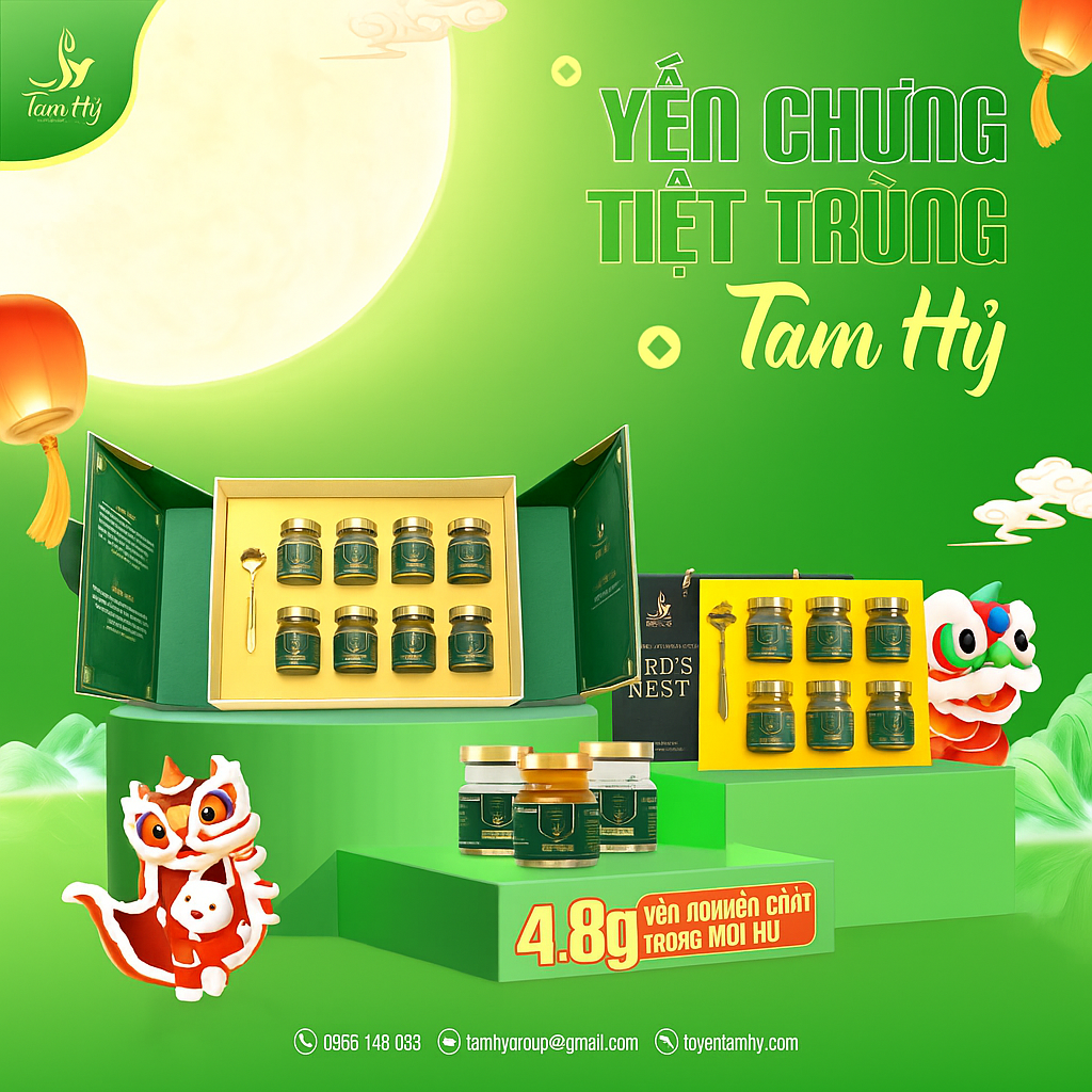 Set 6 Hũ Yến Chưng Tiệt Trùng Tam Hỷ (4 vị tùy chọn) – 100% Yến Nguyên Chất