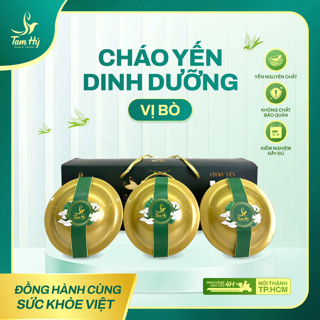 Cháo Yến Dinh Dưỡng – Vị Bò (tuỳ chọn 3 chén hoặc 10 chén)