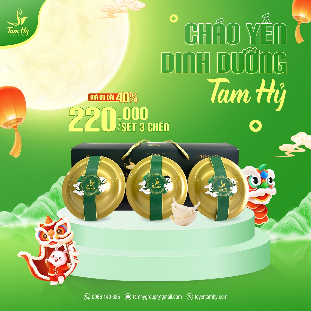 Set 3 Cháo Yến Dinh Dưỡng Tam Hỷ (4 vị tùy chọn)